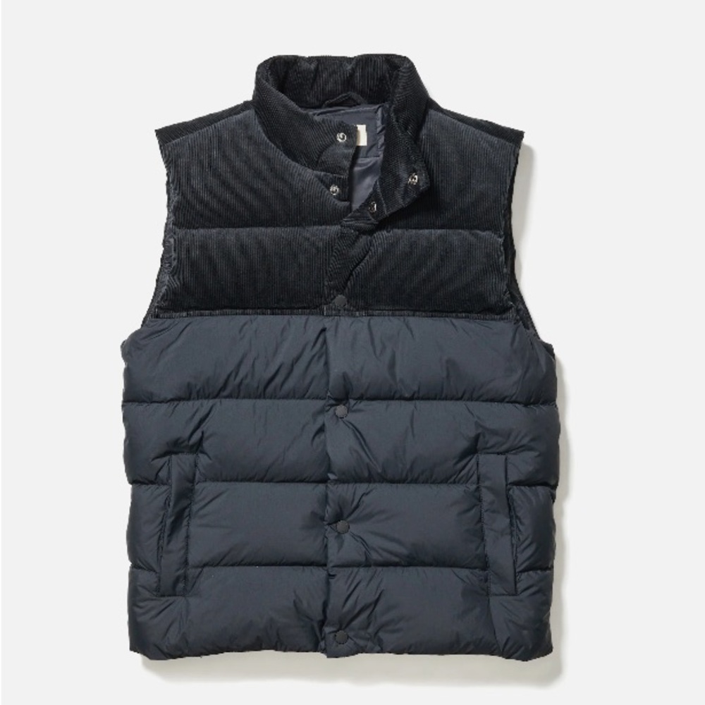 Marine Layer Men's  Puffer Verst  black Corduroy Miles Feather Down filling XXL
